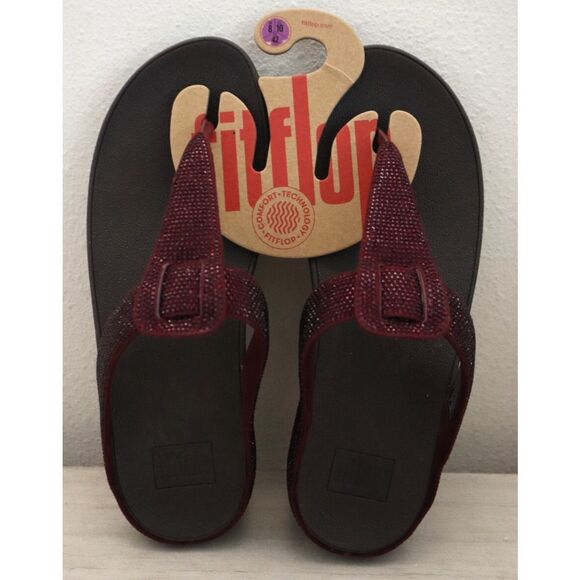 FitFlop Women's Sz 10 Wild Aubergine/Burgundy Isabelle Toe Post Sandals - Picture 14 of 16